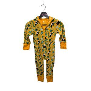 NWT Piccalilly Hooded Playsuit Panda Orange Size 3-4 Years